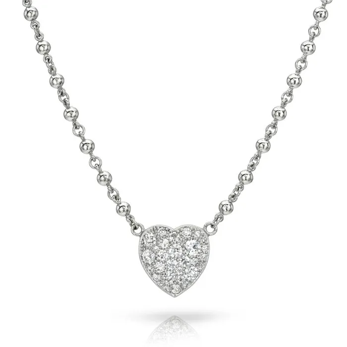 Single Stone Necklaces Single Stone Platinum Small Cobblestone Heart Necklace Single Stone Necklaces Single Stone Platinum Small Cobblestone Heart Necklace