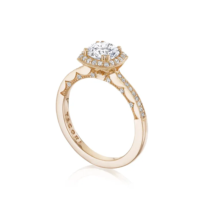 Tacori 14K Rose Gold Collection Profile Shank Diamonds Cushion Halo Semimount Tacori Earrings Tacori 14K Rose Gold Collection Profile Shank Diamonds Cushion Halo Semimount Tacori Earrings