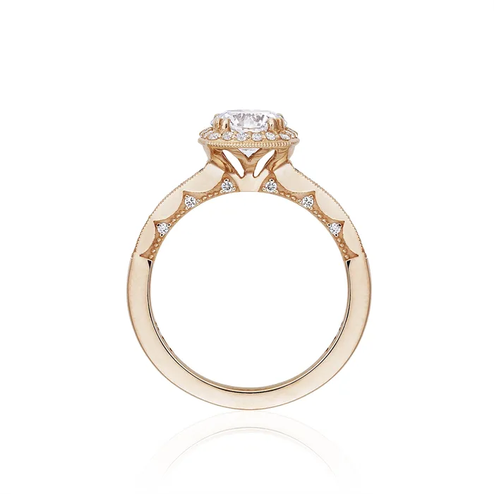 Tacori 14K Rose Gold Collection Profile Shank Diamonds Cushion Halo Semimount Tacori Earrings Tacori 14K Rose Gold Collection Profile Shank Diamonds Cushion Halo Semimount Tacori Earrings