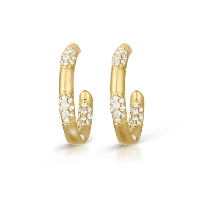 Tacori Earrings Tacori 18K Yellow Gold Diamond Satin Hoop Earrings