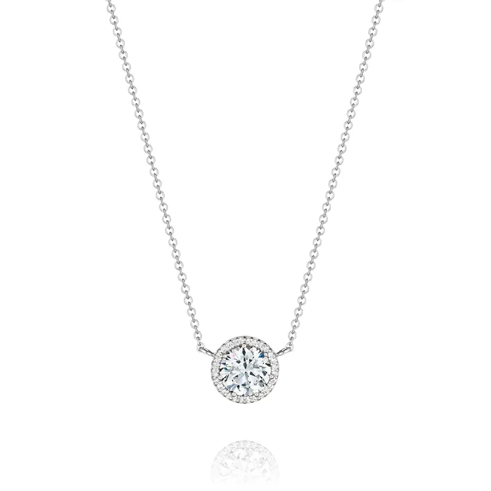 Tacori Necklaces Tacori 14K White Gold Diamond Pendant Mount Necklace 16 inch 50mm