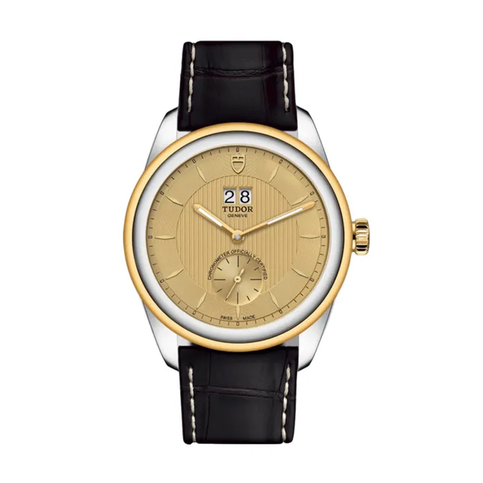 Tudor Glamour Double Date 42mm Watch Ref M571030021 Champagne Index Dial 18K Yellow Gold Bezel Matte Brown Alligator Leather Bracelet Tudor Bracelets Tudor Glamour Double Date 42mm Watch Ref M571030021 Champagne Index Dial 18K Yellow Gold Bezel Matte Brown Alligator Leather Bracelet Tudor Bracelets