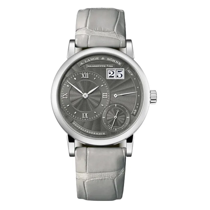 Watches A Lange Shne A Lange Sohne Little Lange 1 368mm Watch Ref 181038 Gray Guilloche Dial in 18K White Gold Case Gray Alligator Leather Watches A Lange Shne A Lange Sohne Little Lange 1 368mm Watch Ref 181038 Gray Guilloche Dial in 18K White Gold Case Gray Alligator Leather