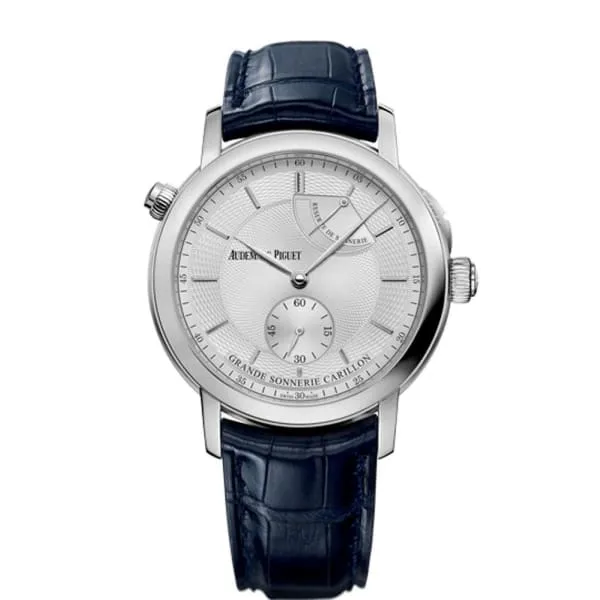 Watches Audemars Piguet Audemars Piguet Jules Audemars Grande Sonnerie Carillon 39mm Watch Ref 26344PTOOD028CR01 White Gold Dial in Platinum Case Black Alligator Strap Watches Audemars Piguet Audemars Piguet Jules Audemars Grande Sonnerie Carillon 39mm Watch Ref 26344PTOOD028CR01 White Gold Dial in Platinum Case Black Alligator Strap