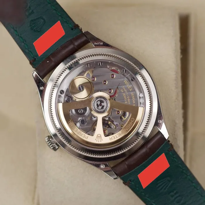 Watches Rolex 2024 Never Worn Rolex 1908 39mm Ref 525090006 White Dial 18K White Gold Case Brown Alligator Leather Strap Watch