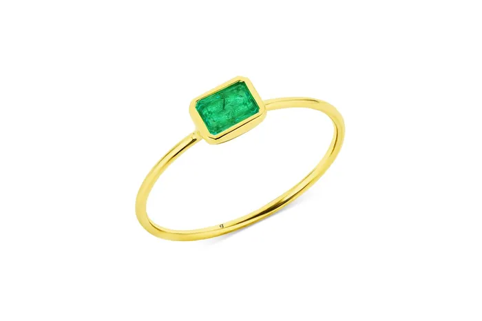 Yellow Gold Emerald RIng CJ Charles Jewelers Rings
